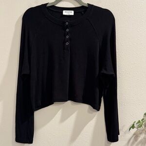 LNA Size XS Black Ribbed Long Sleeve Top Casual Comfort Relaxed Soft